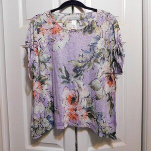 Alfred Dunner Lavender Floral Top SZ PL